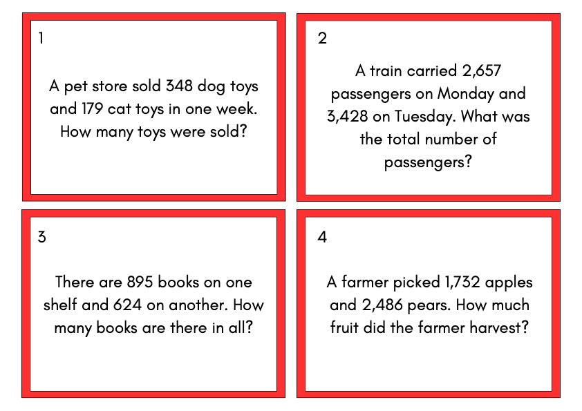 Dynamic Addition Problems - Downloadable PDF