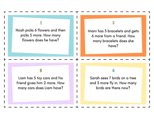 Addition Facts Word Problems - Downloadable PDF
