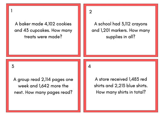 Static Addition Word Problems - Downloadable PDF