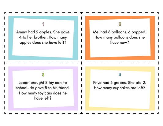 Subtraction Facts Word Problems - Downloadable PDF